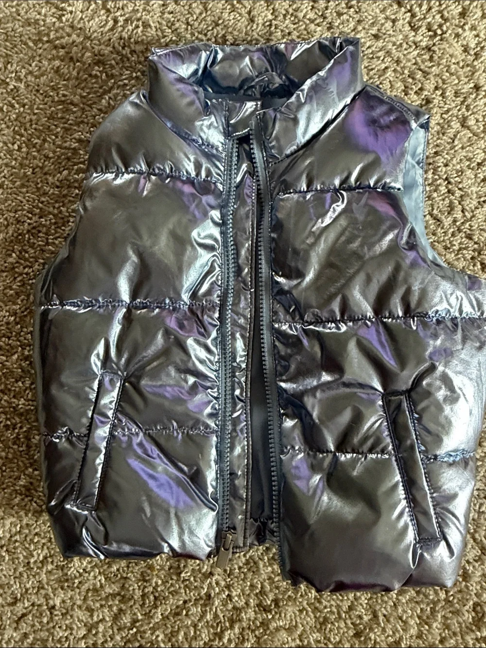 Old Navy Iridescent Purple Girls Puffer Vest